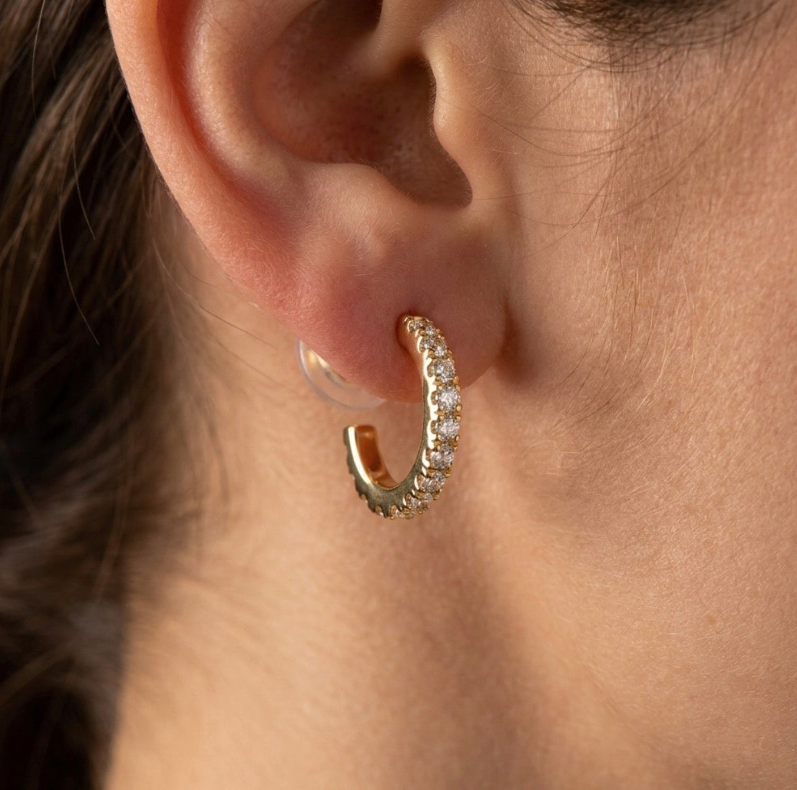 Sterling Silver Gold Plated Cubic Zirconia Cuff Earrings