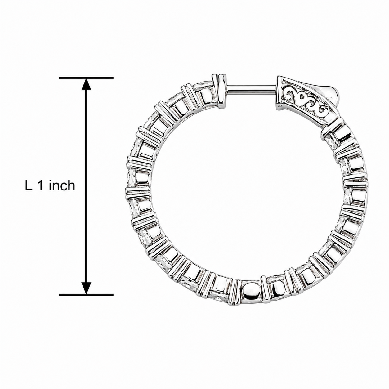 Sterling Silver 1 inch Inside-Out Hoop Earrings