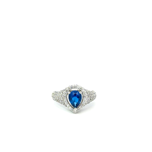 Sterling Silver Pear Cut Ring
