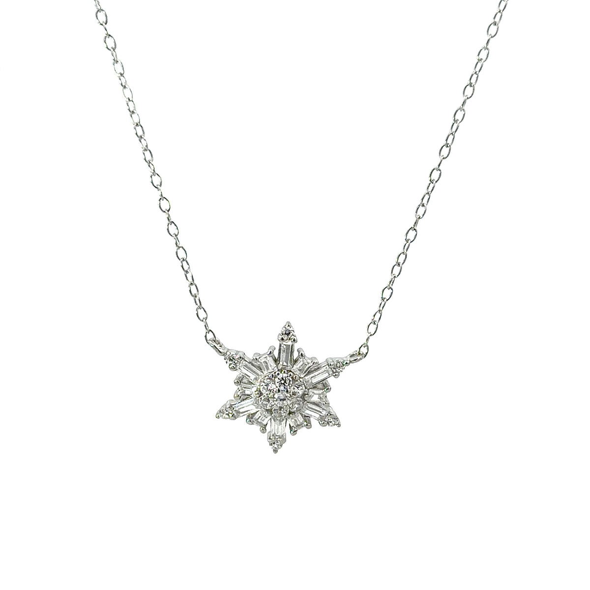 Sterling Silver Mosaic Snowflake Necklace