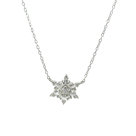Sterling Silver Mosaic Snowflake Necklace