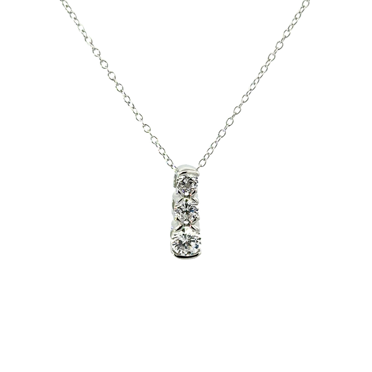 Sterling Silver Three-Stone Trilogy Necklace