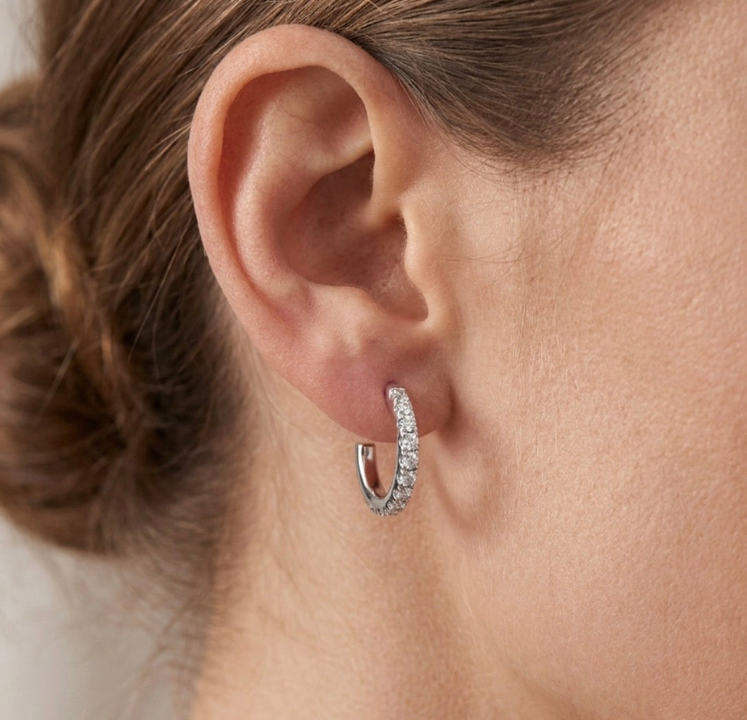 Sterling Silver Cubic Zirconia Huggie Earrings