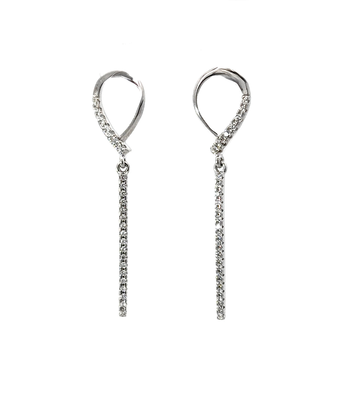 Sterling Silver Cubic Zirconia Infinity Inspired Loop Earrings