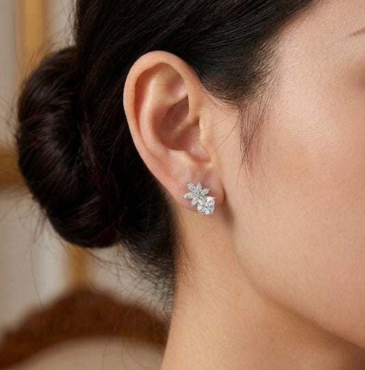 Sterling Silver Floral Stud Earrings