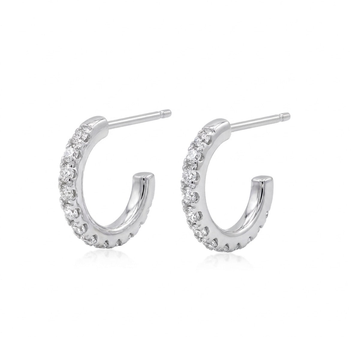Sterling Silver Cubic Zirconia Huggie Earrings