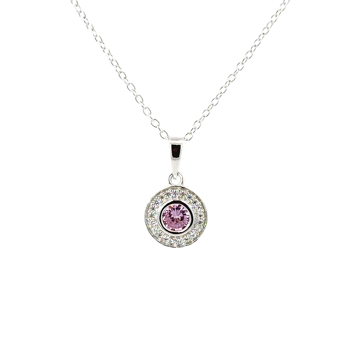 Sterling Silver Pink Topaz Necklace