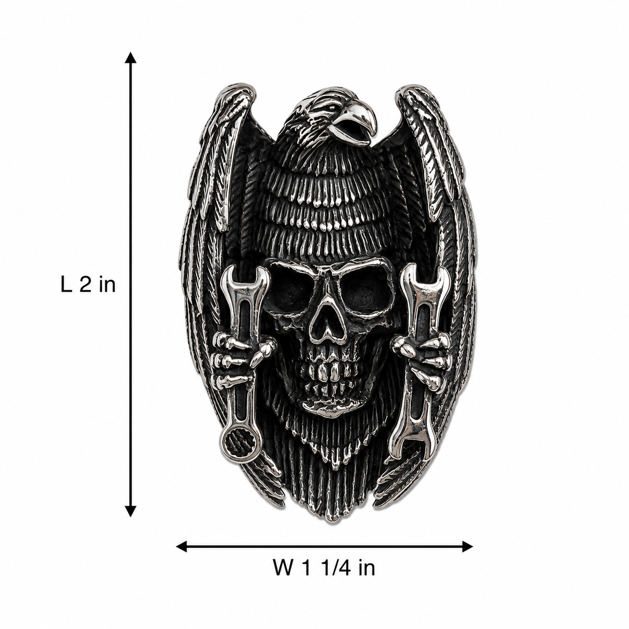 Stainless Steel Eagle & Skull Pendant
