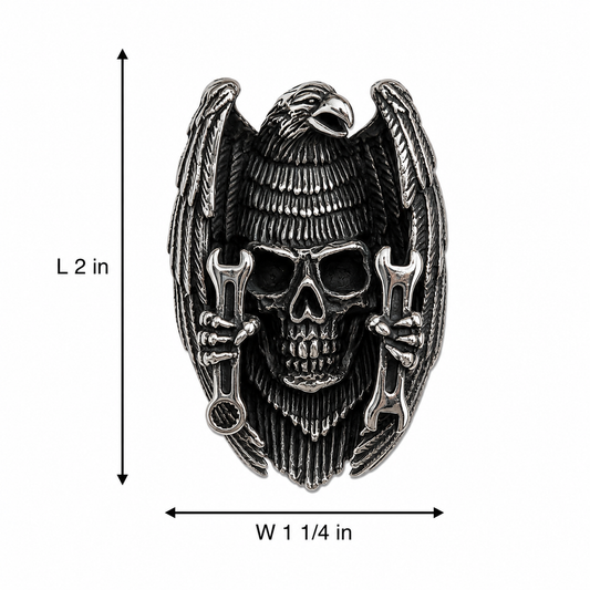Stainless Steel Eagle & Skull Pendant