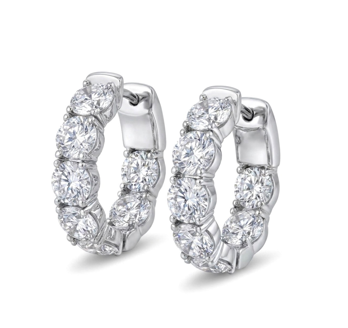 Inside-Out Oval Shape 0.85-inch 7.00 ct.Hoop Earrings