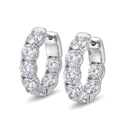 Inside-Out Oval Shape 0.85-inch 7.00 ct.Hoop Earrings