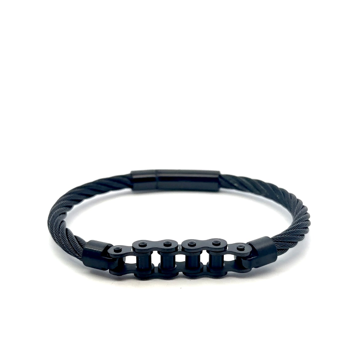 Stainless Steel Bracelet Cable with Biker Chain Closing