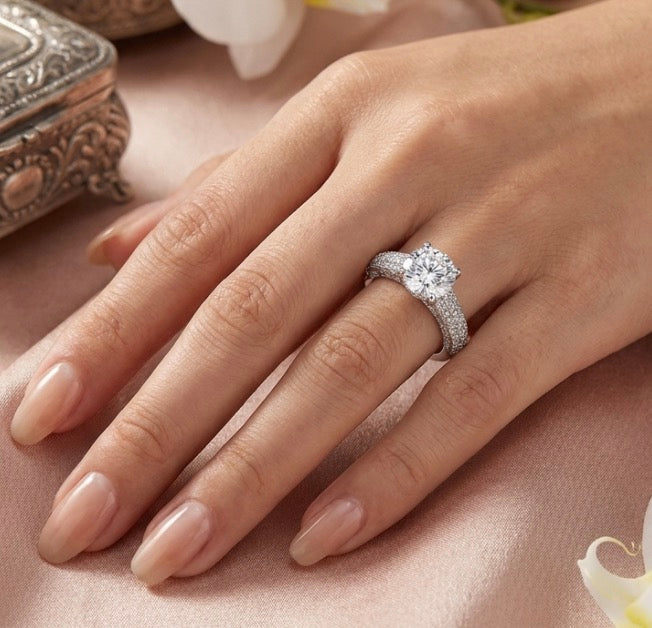Sterling Silver Luxury Pave Encrusted Ring