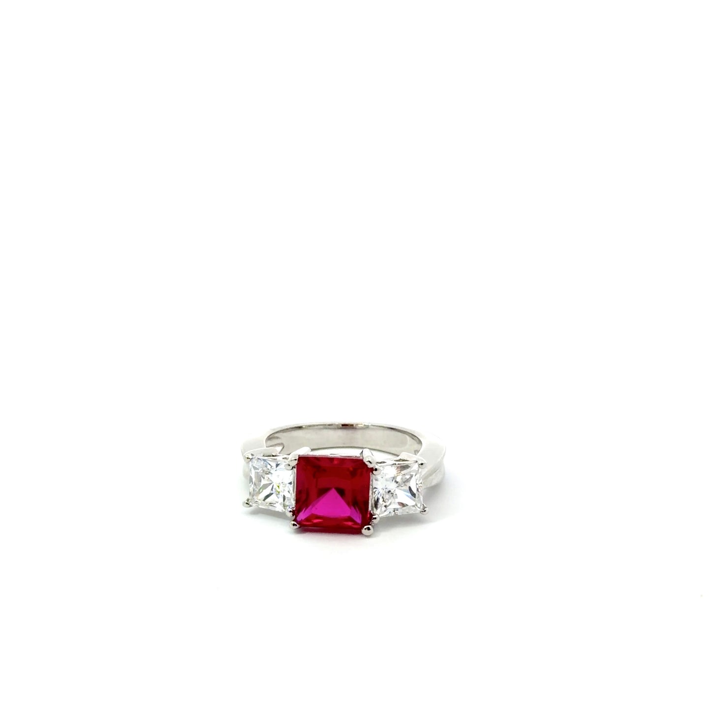 Sterling Silver Ruby Cubic Zirconia Ring
