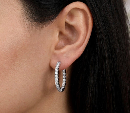 Inside-Out Round 1.05-inch 2.94 ct.Shape Hoop Earrings