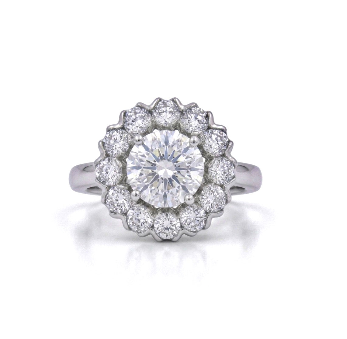 Sterling Silver Cubic Zirconia Floral Cocktail Ring