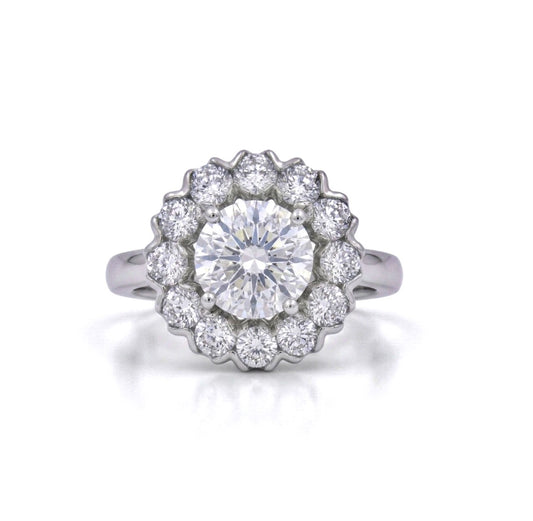Sterling Silver Cubic Zirconia Floral Cocktail Ring