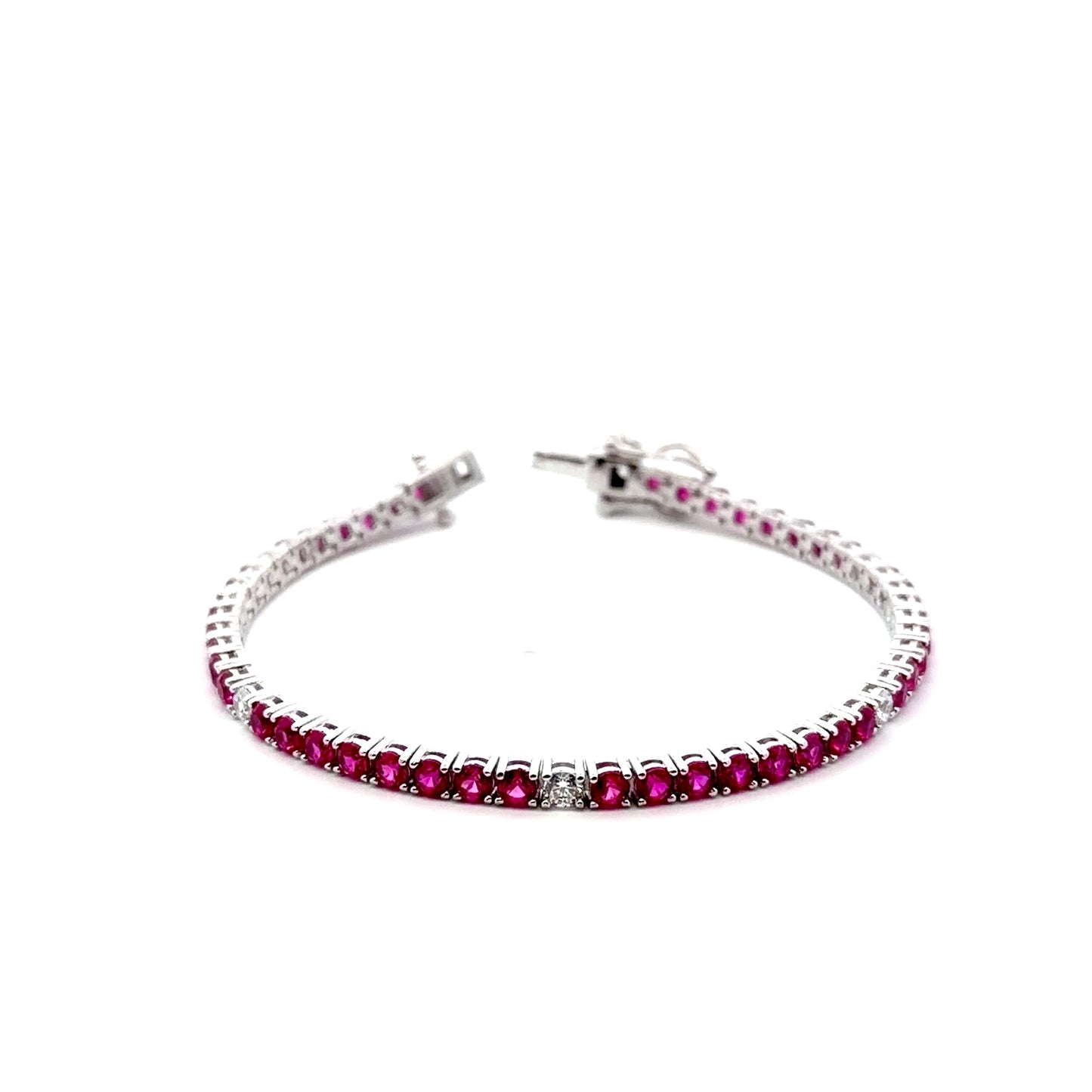 Sterling Silver Alternating Color Tennis Bracelet