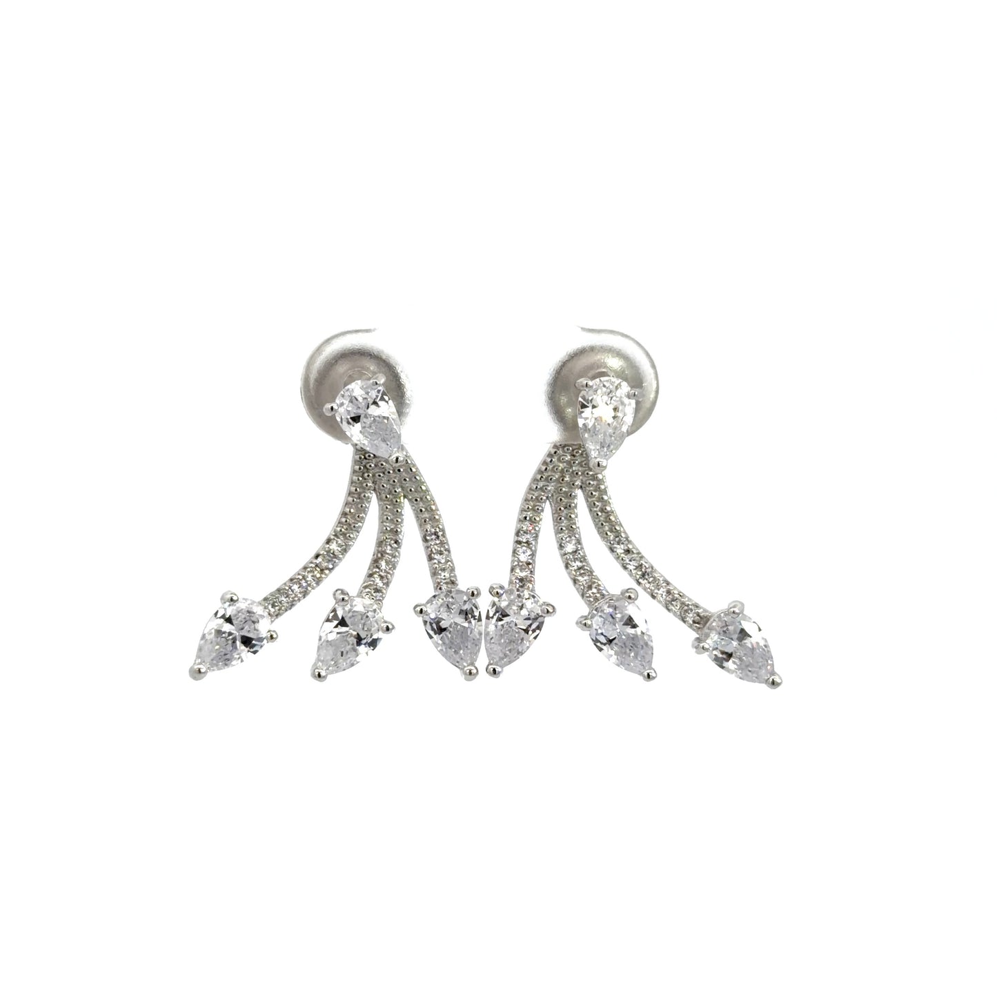 Three- Tier Cubic Zirconia Ear Jacket Earrings