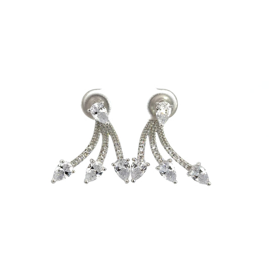 Three- Tier Cubic Zirconia Ear Jacket Earrings