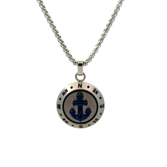 Stainless Steel Anchor & Compass Pendant