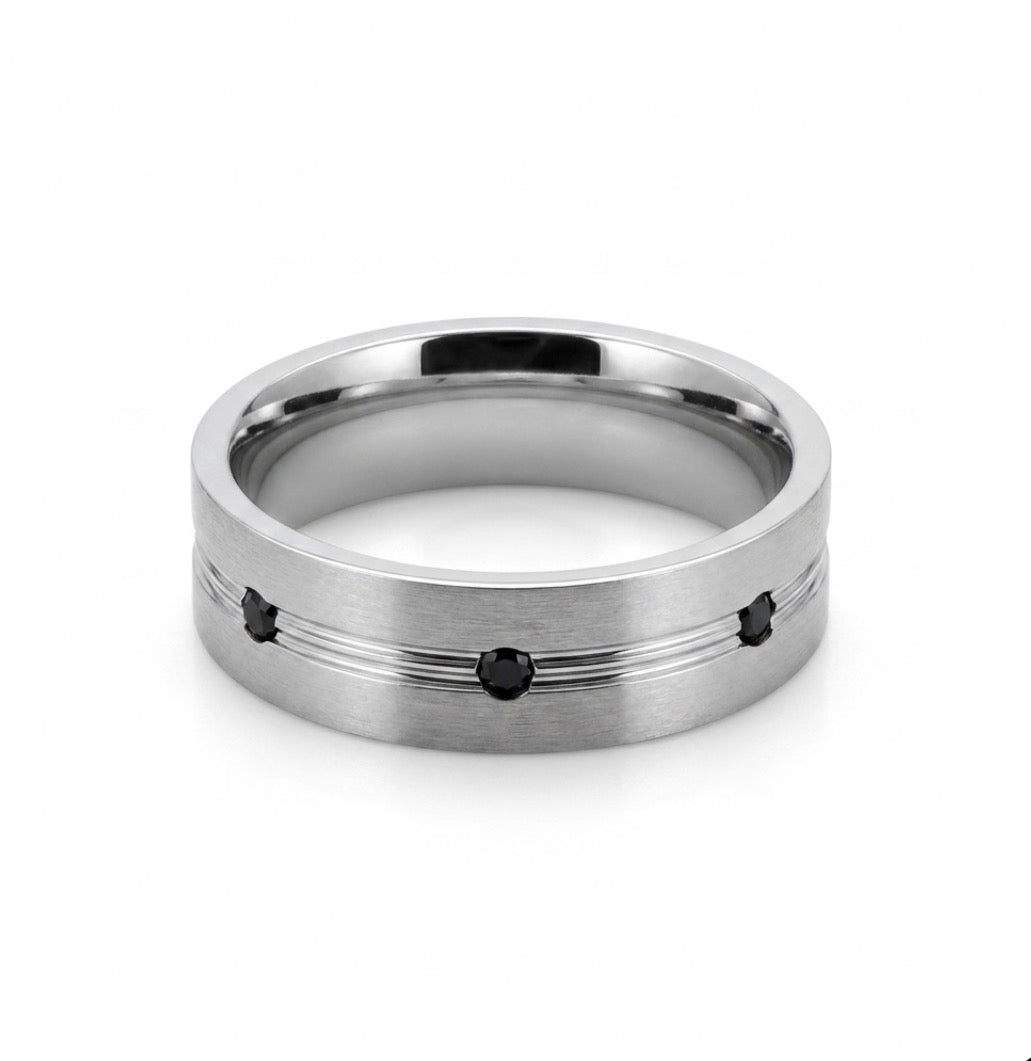Stainless Steel Cubic Zirconia Men’s Band