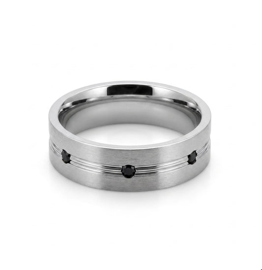 Stainless Steel Cubic Zirconia Men’s Band