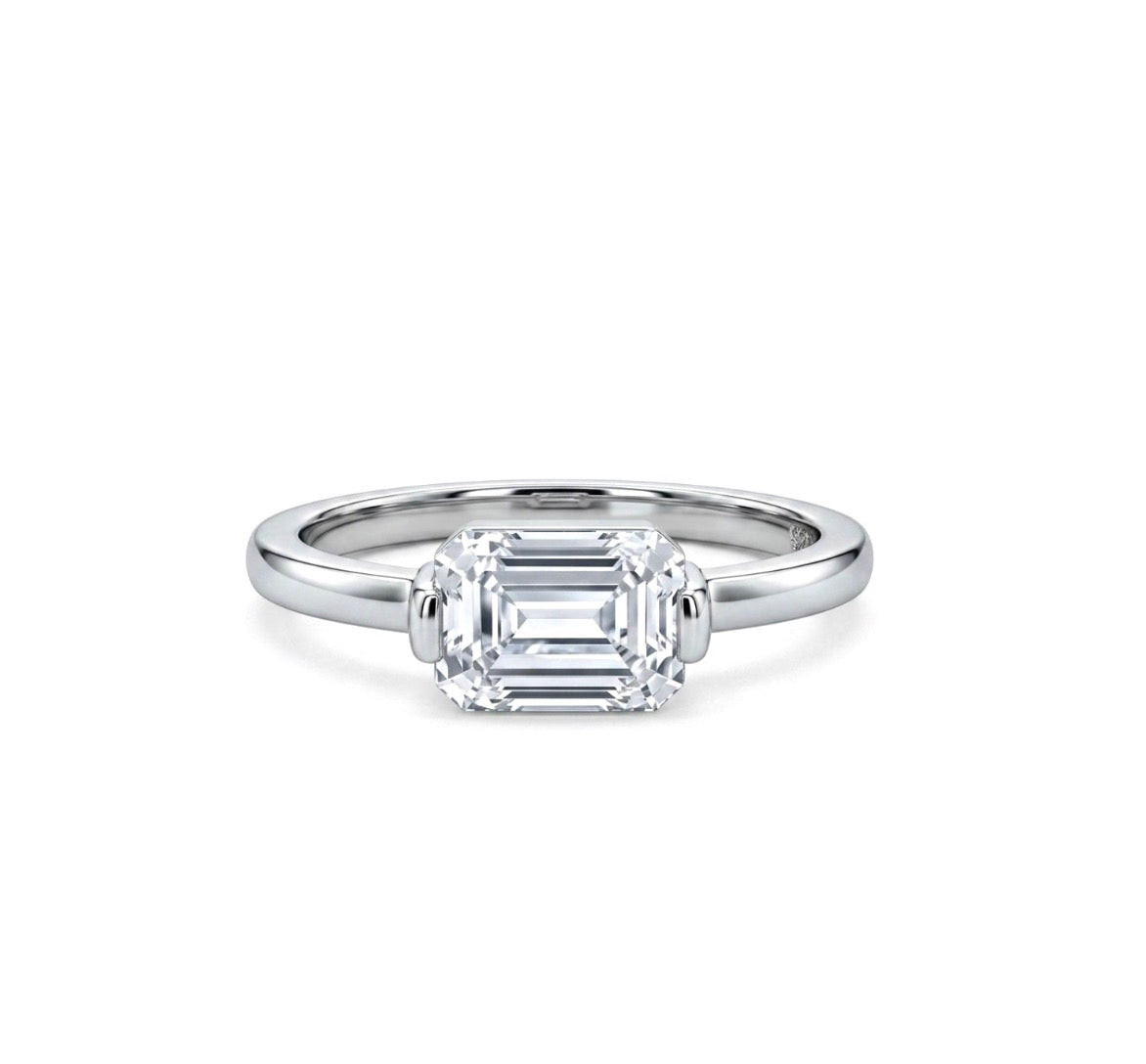 Sterling Silver Emerald-cut Cubic Zirconia Ring
