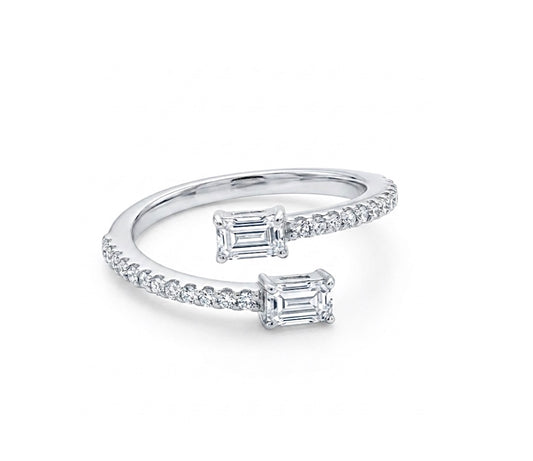 Sterling Silver Emerald cut Cuff Ring