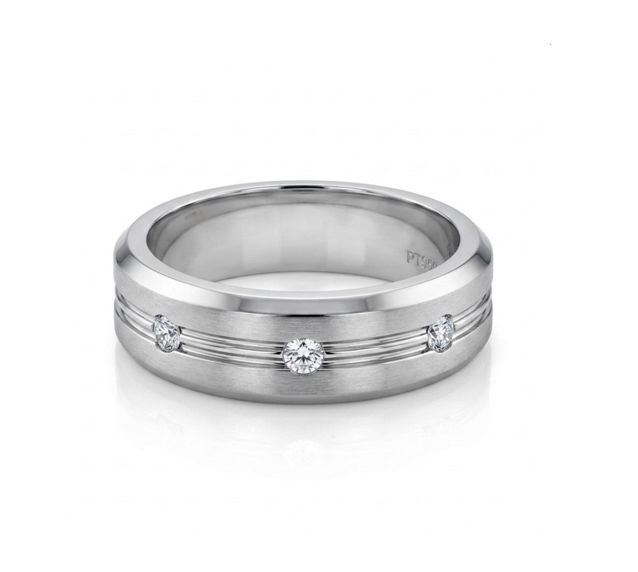 Stainless Steel Cubic Zirconia Wedding Band