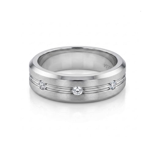Stainless Steel Cubic Zirconia Wedding Band