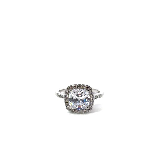 Sterling Silver Cushion Cut Halo Ring