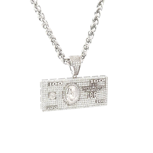 Sterling Silver Hundred Dollar Bill Pendant