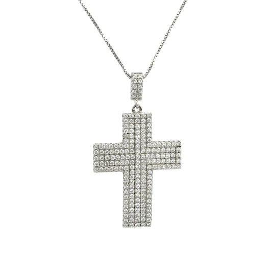 Sterling Silver Pave setting Cubic Zirconia Cross