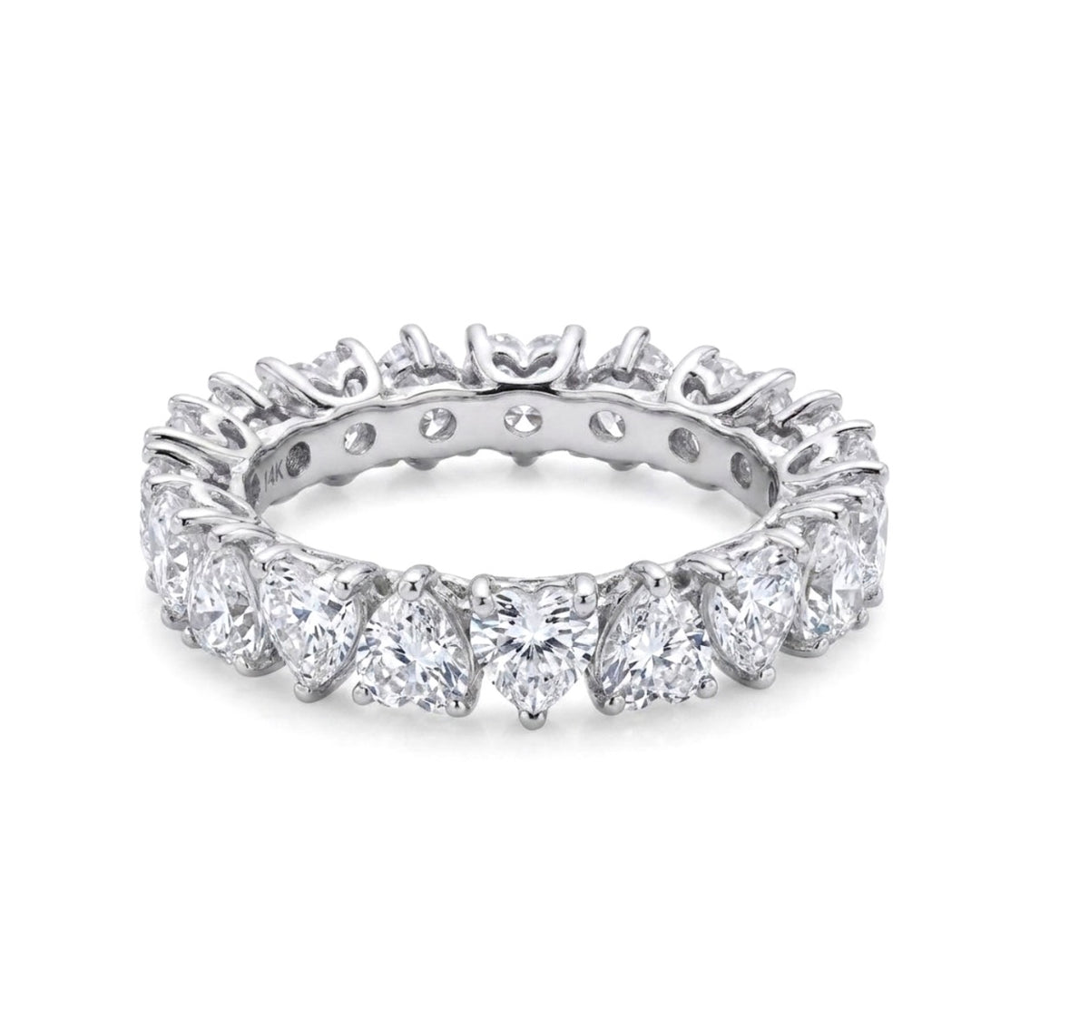 Sterling Silver Heart-cut  Eternity Ladies Band