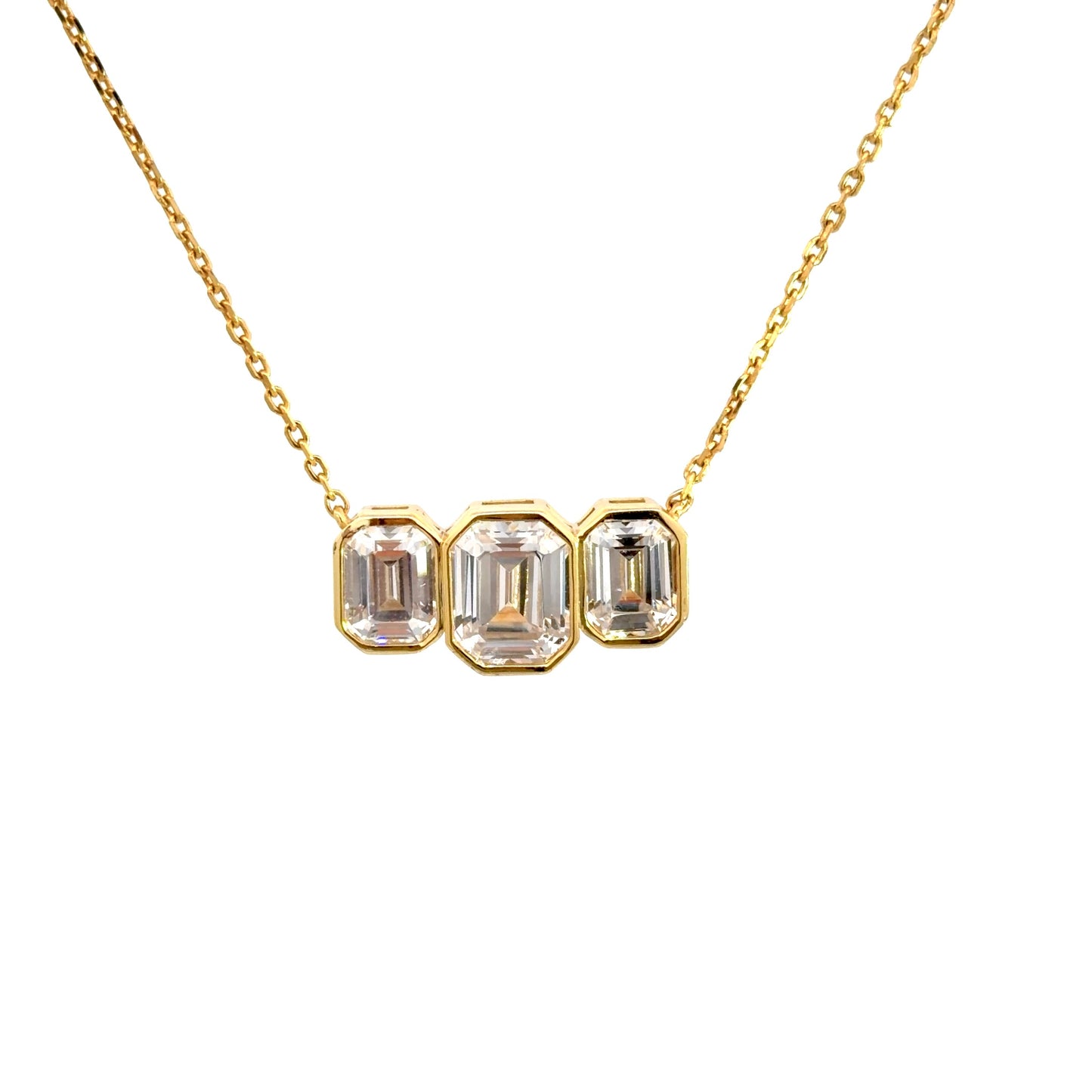 Gold plated Emerald Cut Cubic Zirconia Necklace