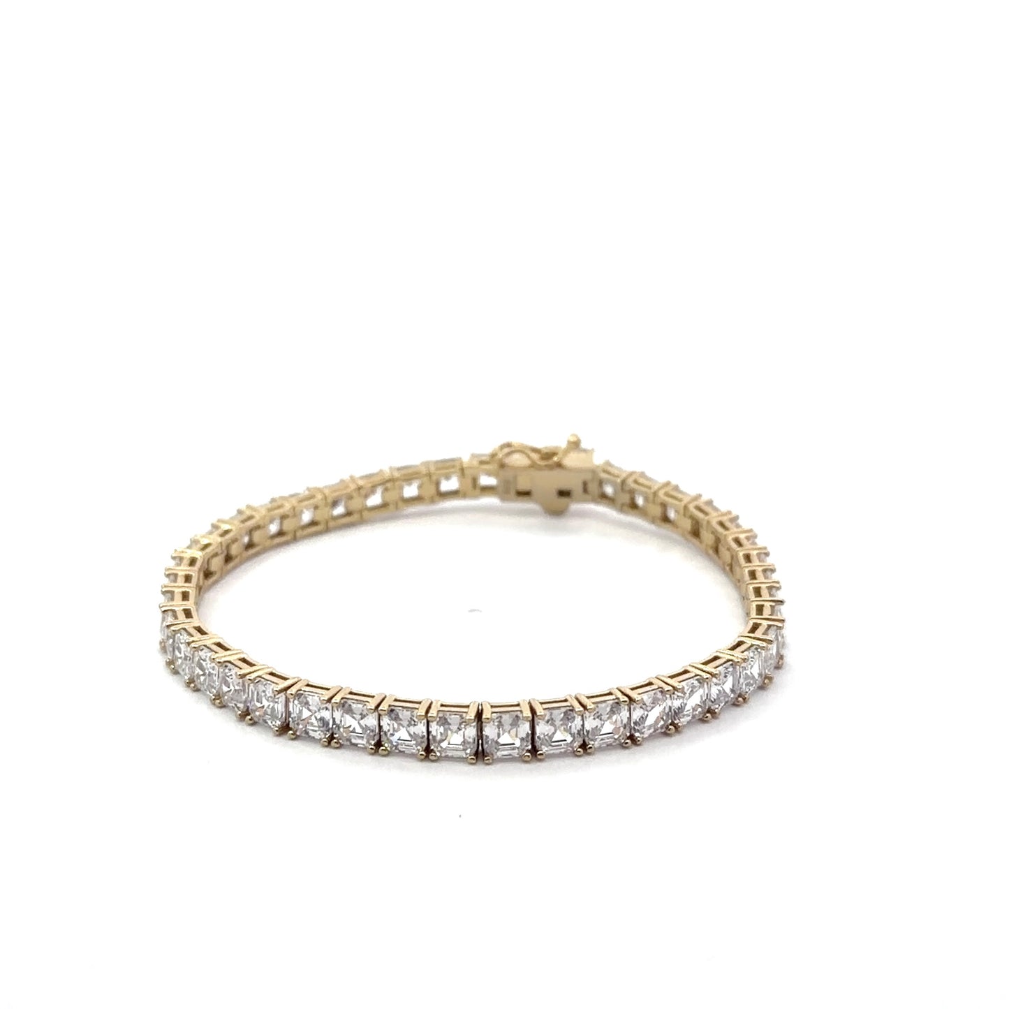 Sterling Silver Gold Plated Cubic Zirconia Tennis Bracelet
