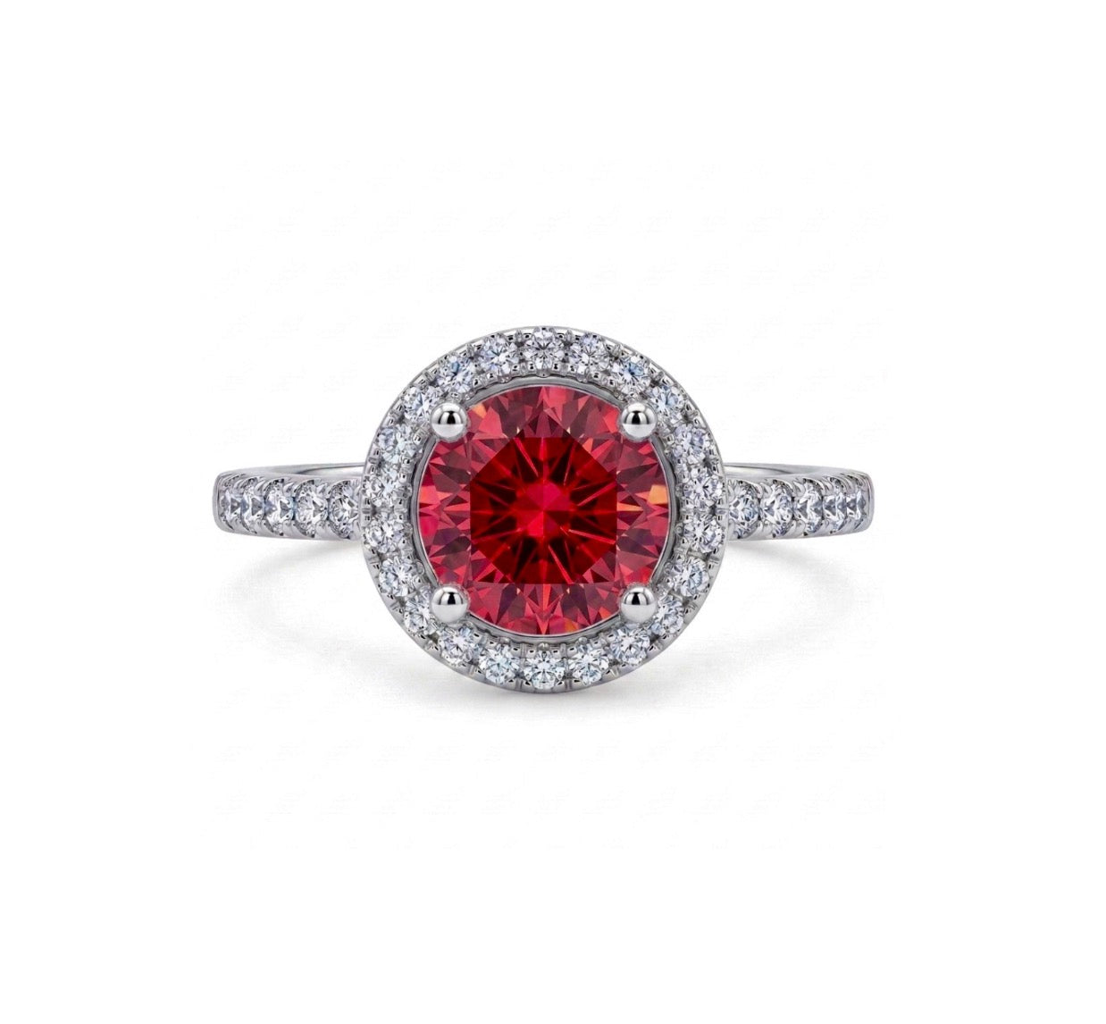 Sterling Silver Round-cut Birthstone Halo Ring