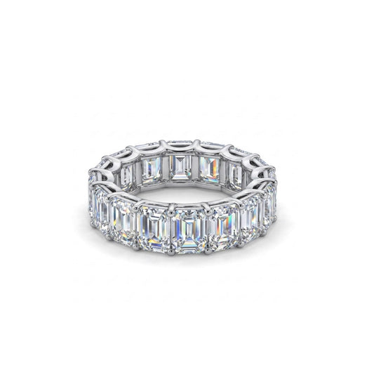 Sterling Silver Emerald-cut Eternity Ladies Band