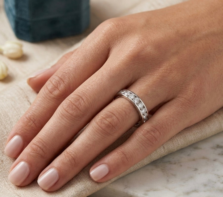 Sterling Silver Brilliant-cut Eternity Ladies Band