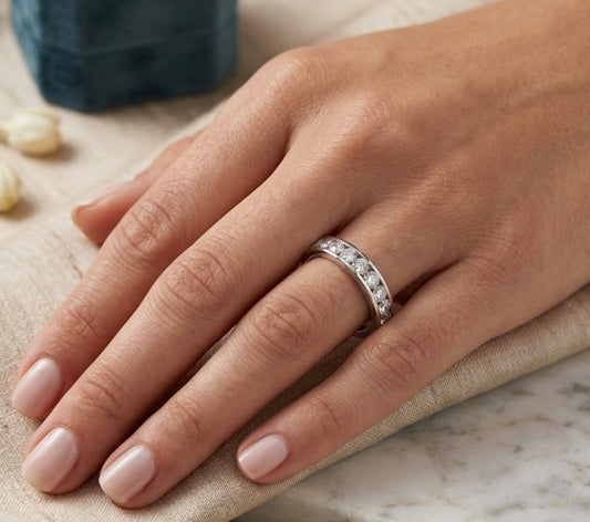 Sterling Silver Brilliant-cut Eternity Ladies Band