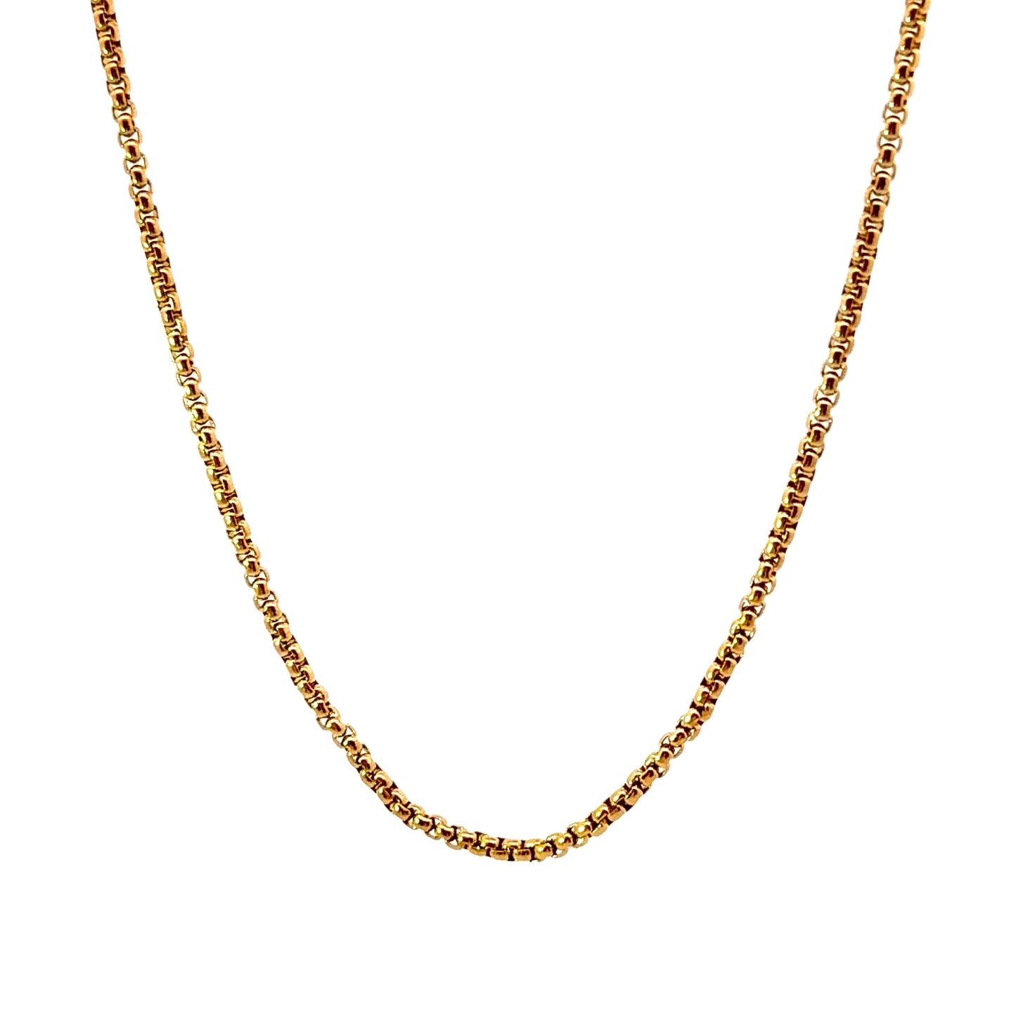 18K Gold Plated Stainless Steel Round Box Chain Necklace