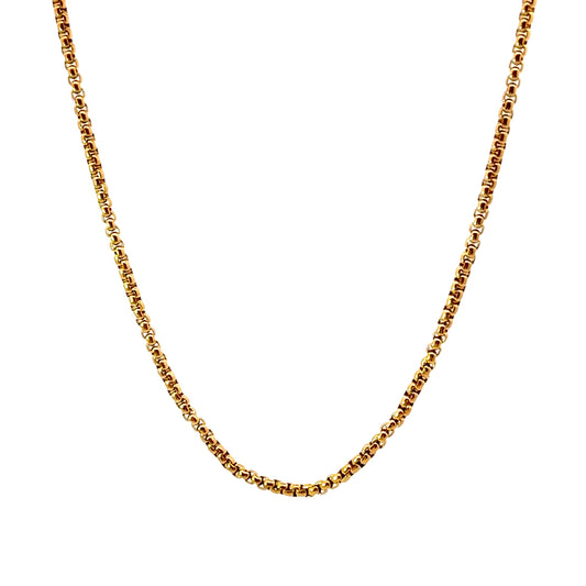 18K Gold Plated Stainless Steel Round Box Chain Necklace