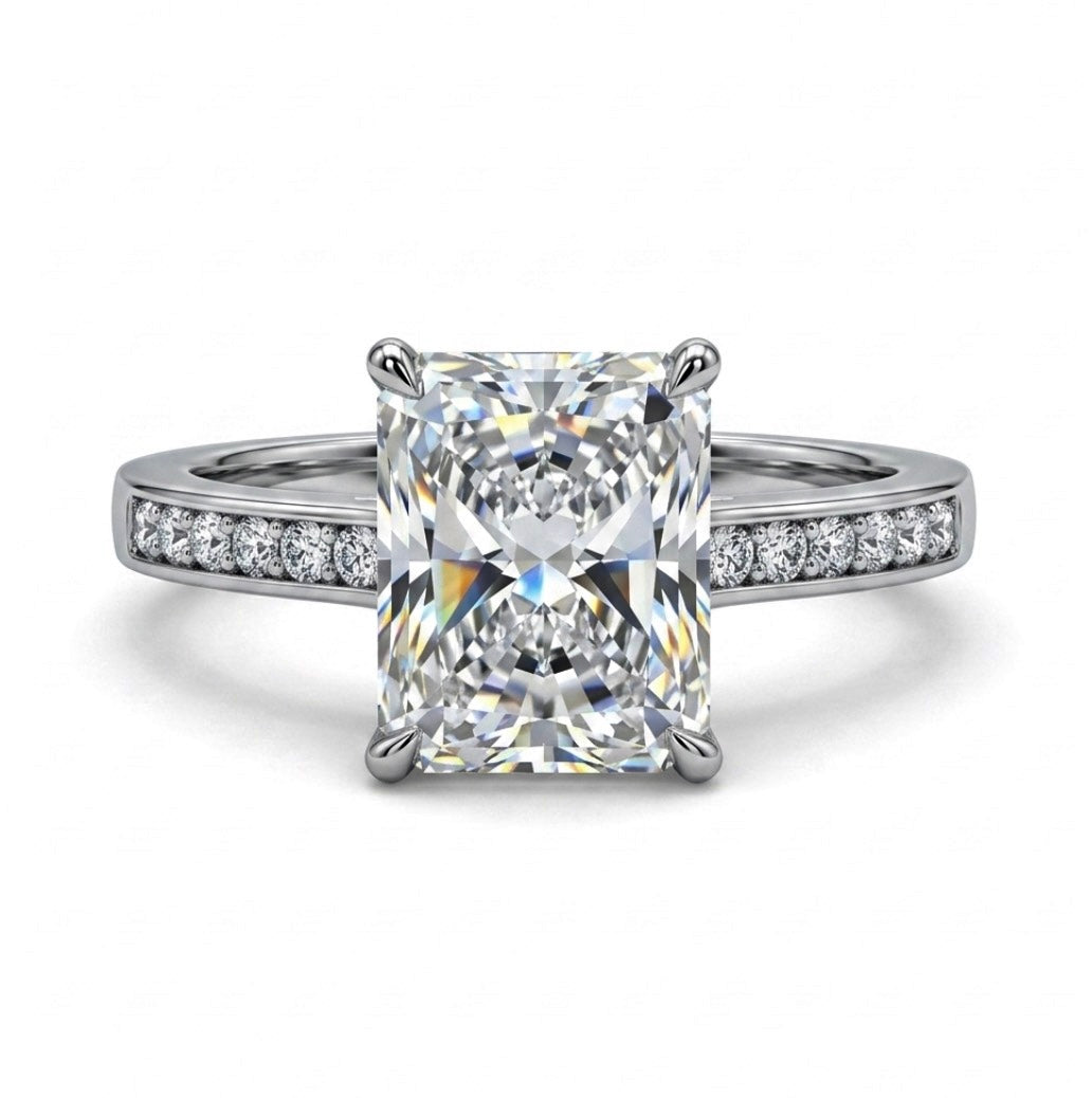 Sterling Silver Radiant Emerald Cut Ring
