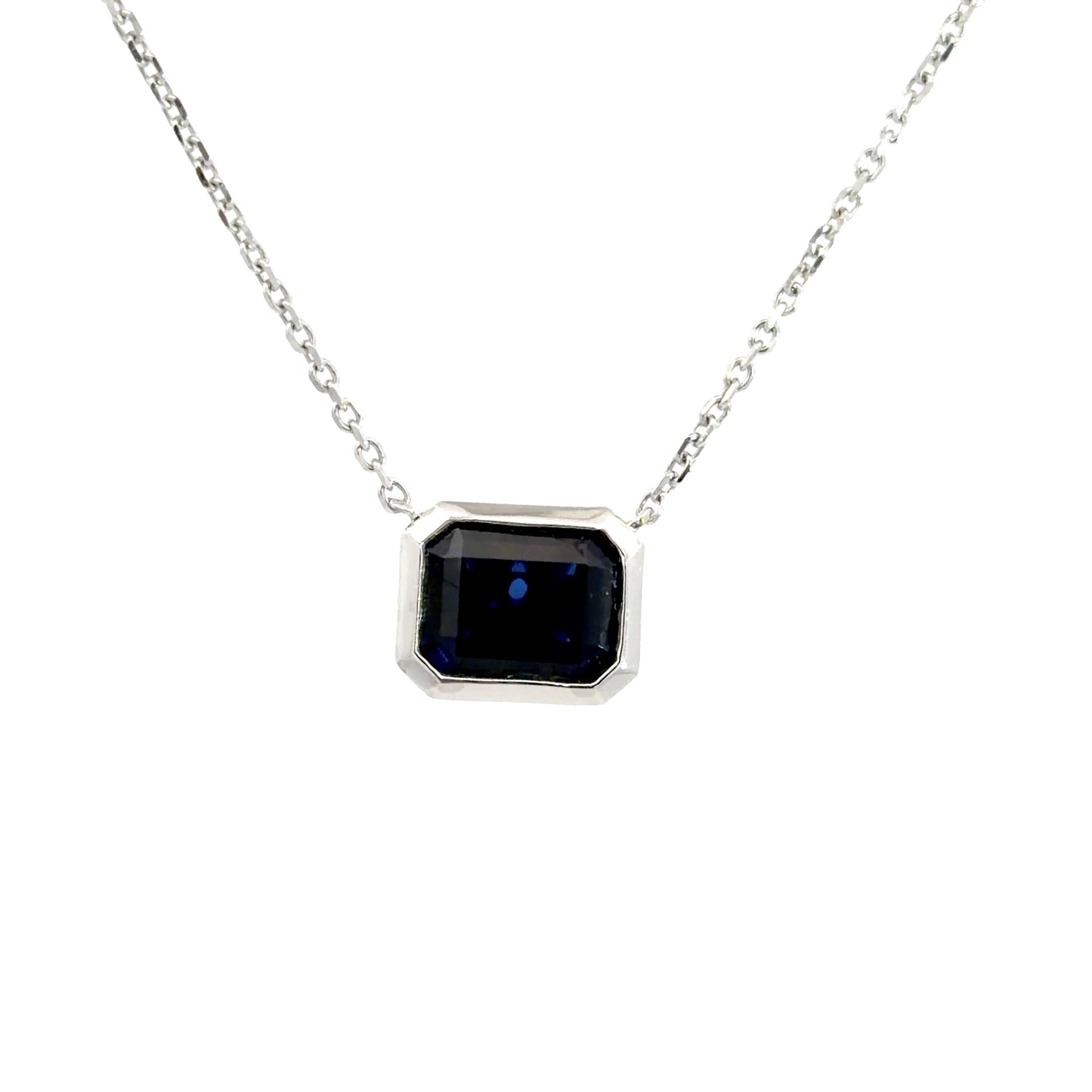 Sterling Silver Cubic Zirconia Emerald Cut Necklace