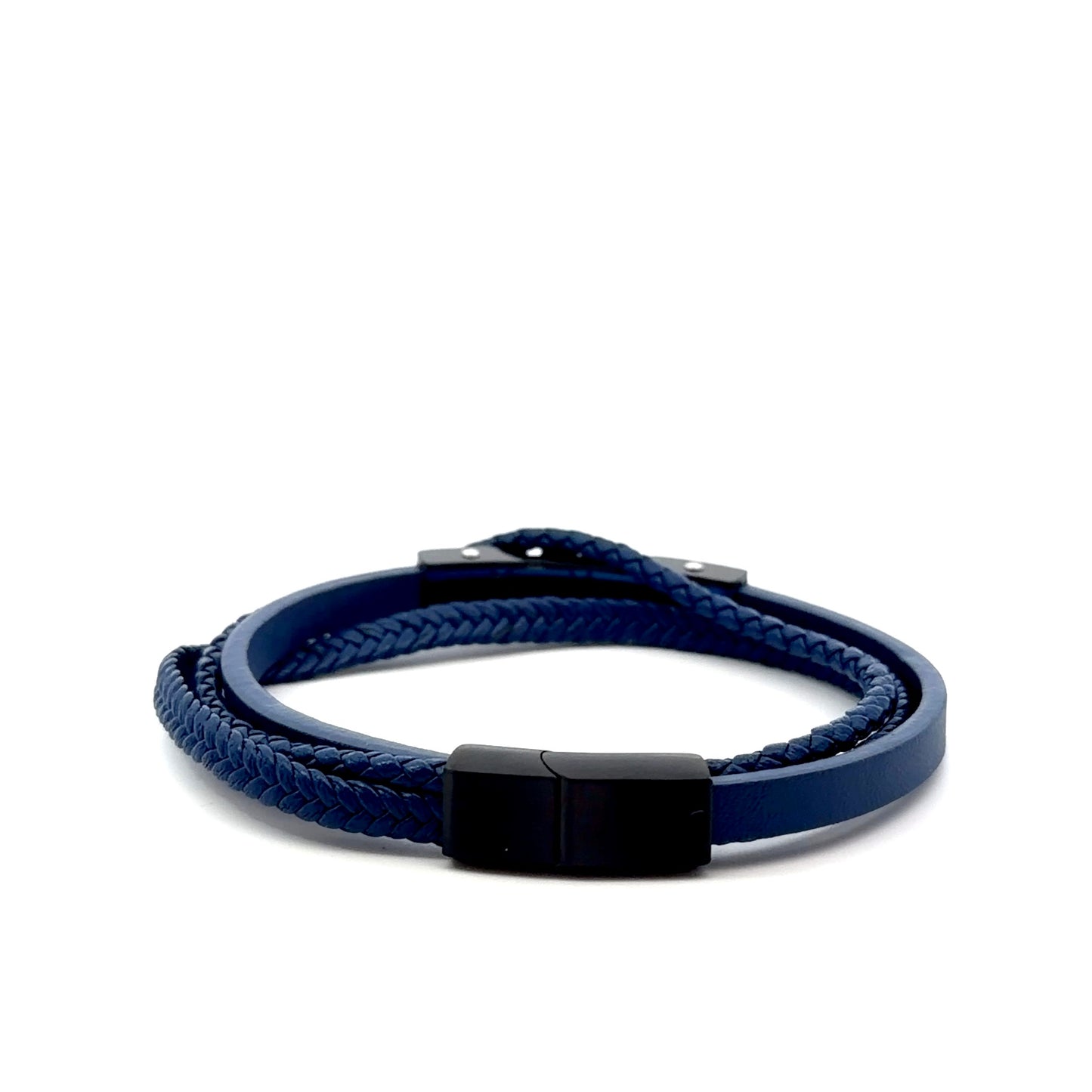 Multi-String Leather & Stainless Steel Men’s Bracelet