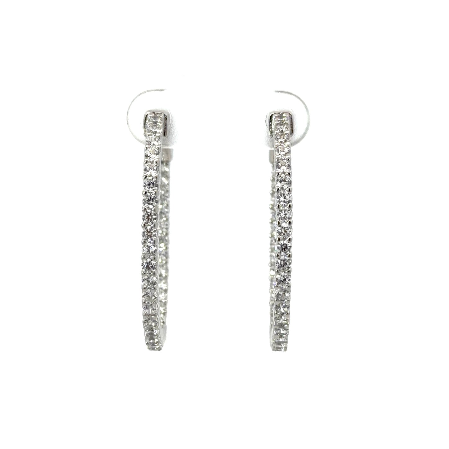 Sterling Silver Cubic Zirconia Hoop Earrings