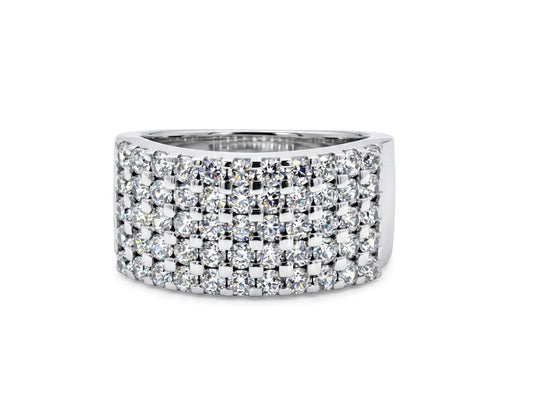 Sterling Silver Brilliant-cut Stones Wide Ladies Band