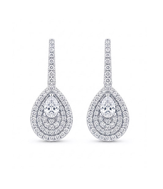 Vintage Inspired pave set Teardrop shaped Drop Earrings