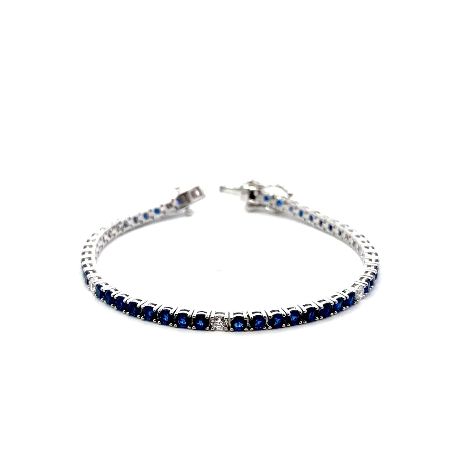 Sterling Silver Alternating Color Tennis Bracelet
